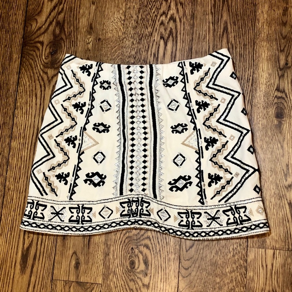 Urban Outfitters Embroidered Ecote Skirt